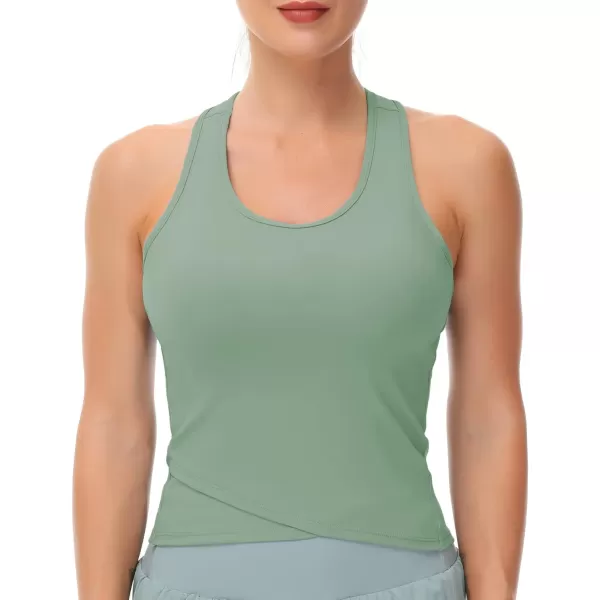 THE GYM PEOPLE Womens Racerback Workout Tank Tops with Built in Bra Sleeveless Slim FitJasmine Green