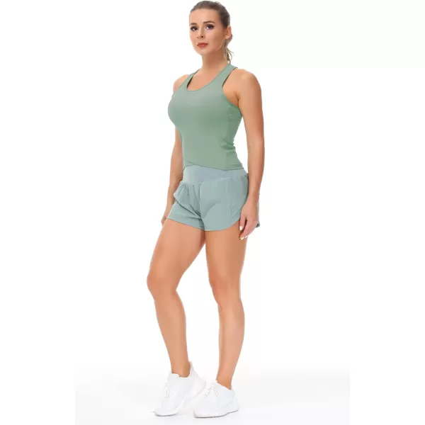 THE GYM PEOPLE Womens Racerback Workout Tank Tops with Built in Bra Sleeveless Slim FitJasmine Green