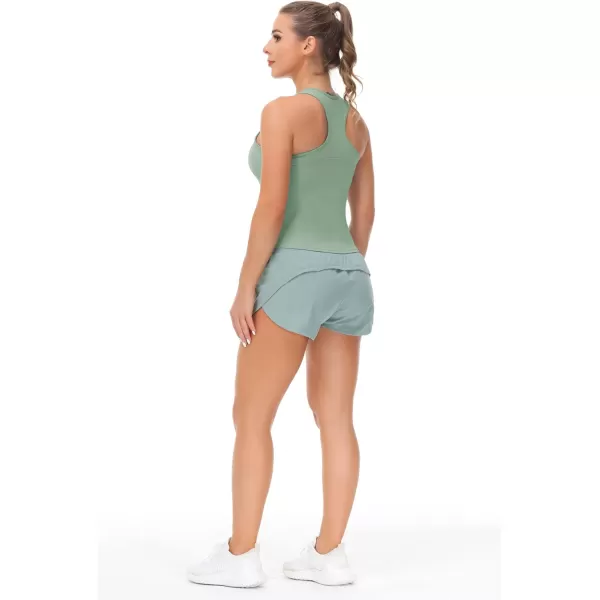 THE GYM PEOPLE Womens Racerback Workout Tank Tops with Built in Bra Sleeveless Slim FitJasmine Green
