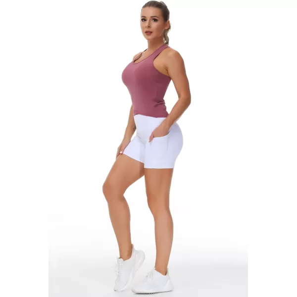 THE GYM PEOPLE Womens Racerback Workout Tank Tops with Built in Bra Sleeveless Slim FitRose Red