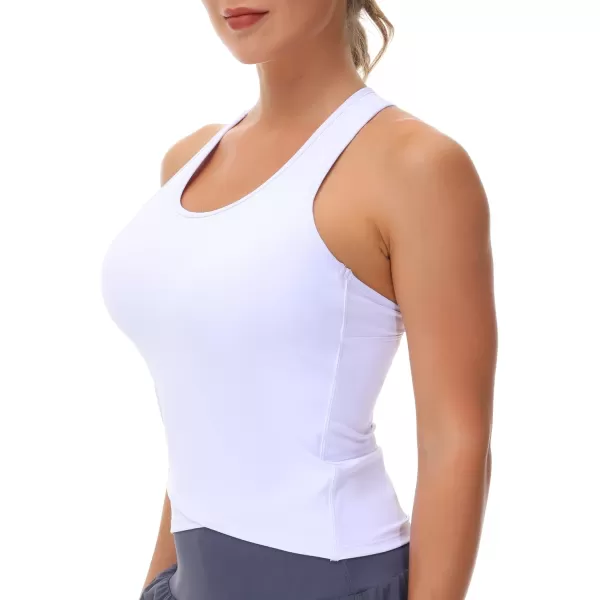 THE GYM PEOPLE Womens Racerback Workout Tank Tops with Built in Bra Sleeveless Slim FitWhite