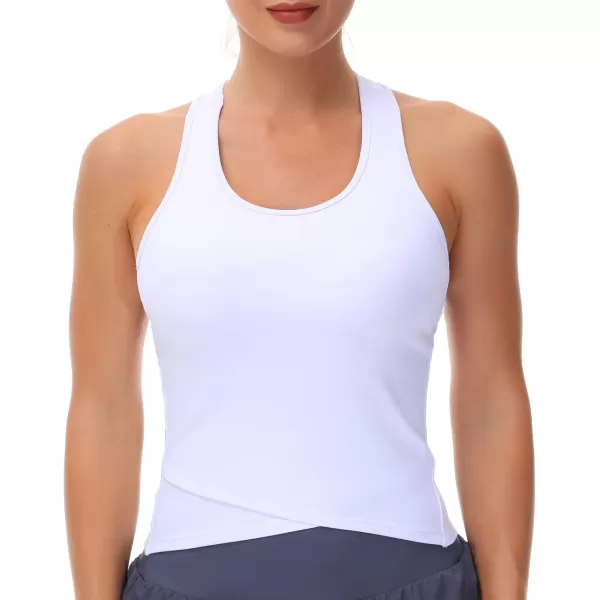 THE GYM PEOPLE Womens Racerback Workout Tank Tops with Built in Bra Sleeveless Slim FitWhite