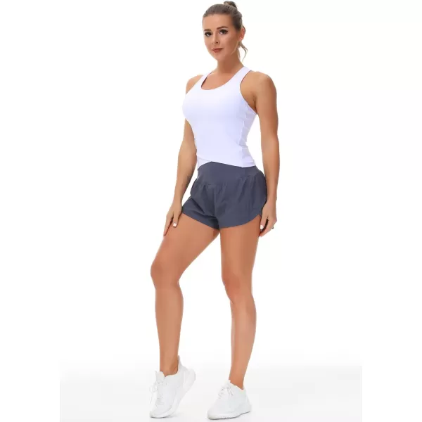 THE GYM PEOPLE Womens Racerback Workout Tank Tops with Built in Bra Sleeveless Slim FitWhite