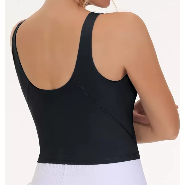 THE GYM PEOPLE Womens Sports Bra Sleeveless Workout Tank Tops Running Yoga Cropped Tops with Removable PaddedBlack