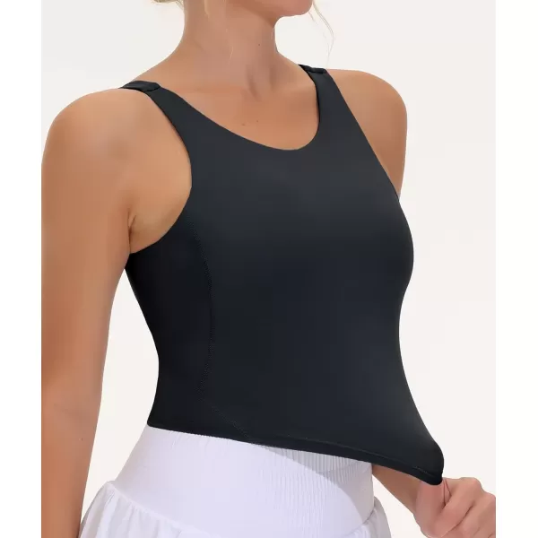 THE GYM PEOPLE Womens Sports Bra Sleeveless Workout Tank Tops Running Yoga Cropped Tops with Removable PaddedBlack