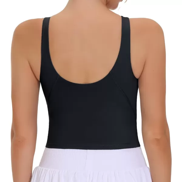 THE GYM PEOPLE Womens Sports Bra Sleeveless Workout Tank Tops Running Yoga Cropped Tops with Removable PaddedBlack
