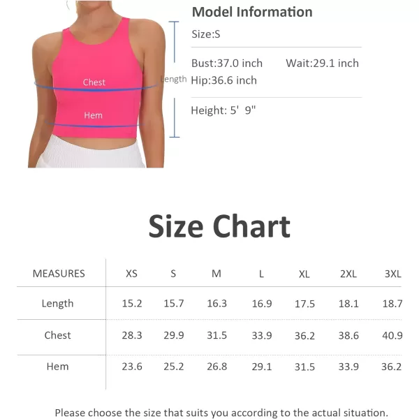 THE GYM PEOPLE Womens Sports Bra Sleeveless Workout Tank Tops Running Yoga Cropped Tops with Removable PaddedBright Pink