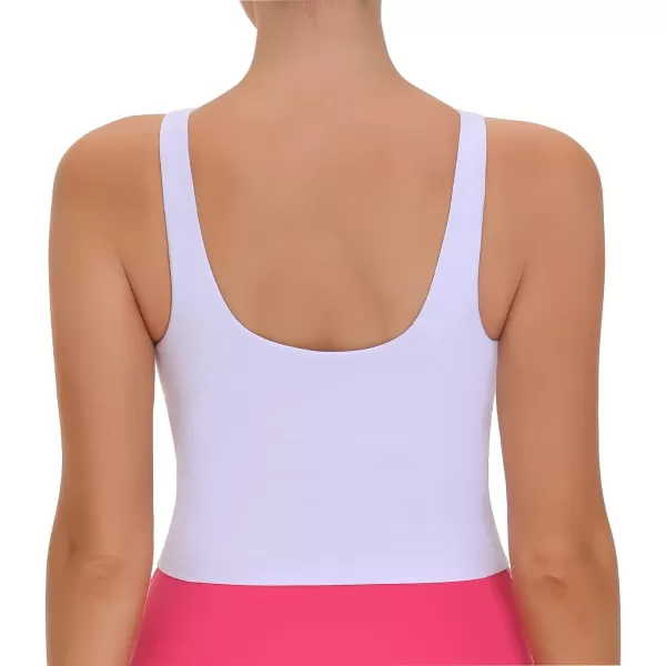 THE GYM PEOPLE Womens Sports Bra Sleeveless Workout Tank Tops Running Yoga Cropped Tops with Removable PaddedWhite
