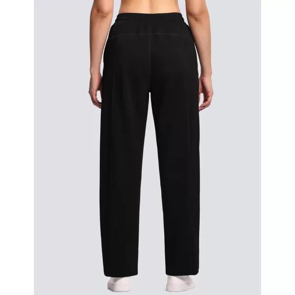 THE GYM PEOPLE Womens Straight Leg Sweatpants Elastic Waist Athletic Lounge Pants with Pockets DrawstringBlack