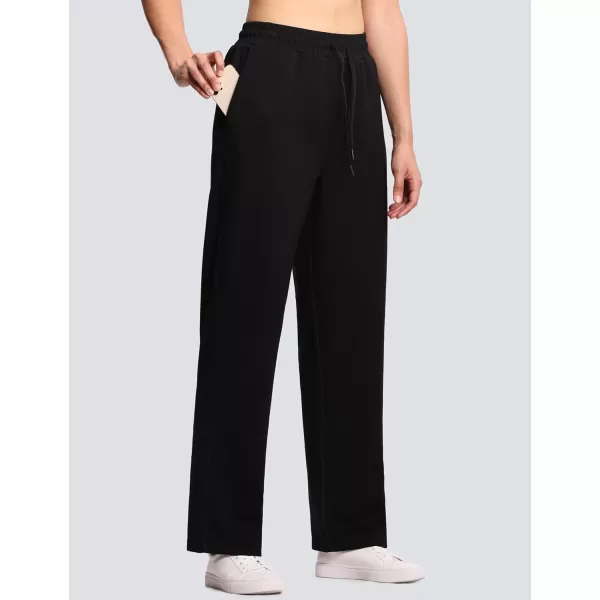 THE GYM PEOPLE Womens Straight Leg Sweatpants Elastic Waist Athletic Lounge Pants with Pockets DrawstringBlack