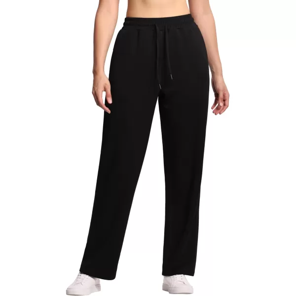 THE GYM PEOPLE Womens Straight Leg Sweatpants Elastic Waist Athletic Lounge Pants with Pockets DrawstringBlack