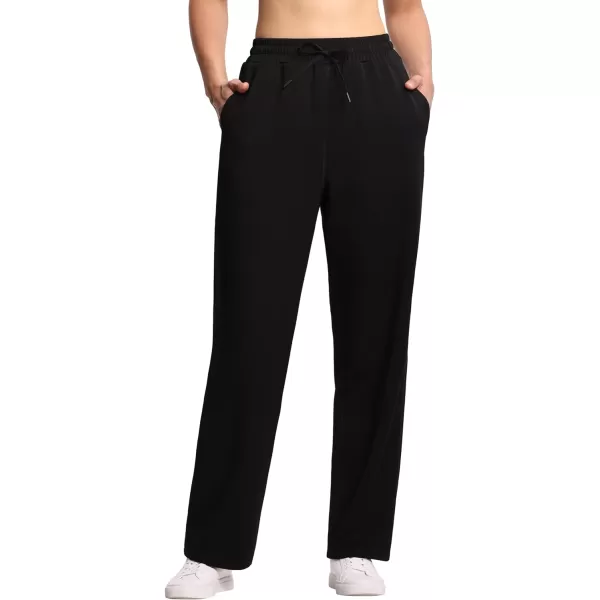 THE GYM PEOPLE Womens Straight Leg Sweatpants Elastic Waist Athletic Lounge Pants with Pockets DrawstringBlack