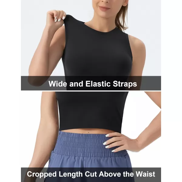 THE GYM PEOPLE Womens Workout Crop Tops Sleeveless Yoga Running Shirts Athletic Tank Top No PaddingBlack