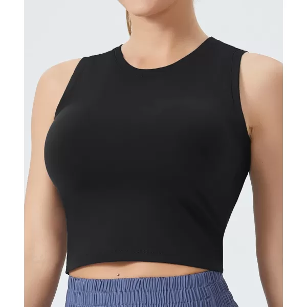 THE GYM PEOPLE Womens Workout Crop Tops Sleeveless Yoga Running Shirts Athletic Tank Top No PaddingBlack