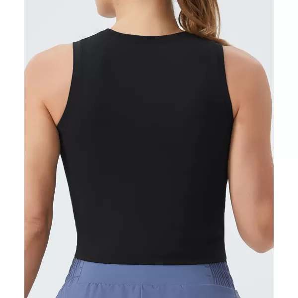 THE GYM PEOPLE Womens Workout Crop Tops Sleeveless Yoga Running Shirts Athletic Tank Top No PaddingBlack