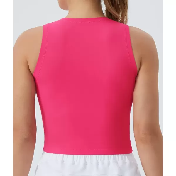 THE GYM PEOPLE Womens Workout Crop Tops Sleeveless Yoga Running Shirts Athletic Tank Top No PaddingBright Pink