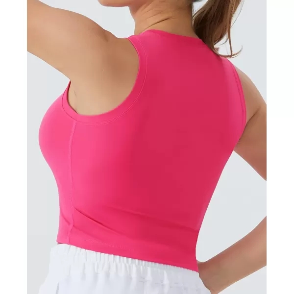 THE GYM PEOPLE Womens Workout Crop Tops Sleeveless Yoga Running Shirts Athletic Tank Top No PaddingBright Pink