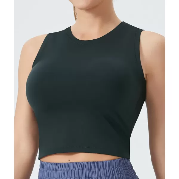 THE GYM PEOPLE Womens Workout Crop Tops Sleeveless Yoga Running Shirts Athletic Tank Top No PaddingCharcoal Grey