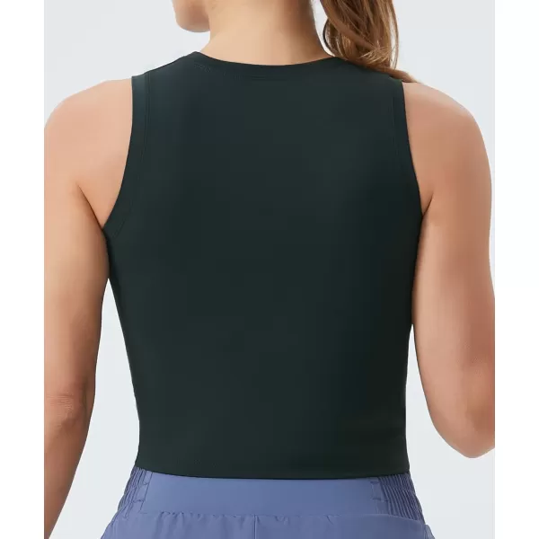 THE GYM PEOPLE Womens Workout Crop Tops Sleeveless Yoga Running Shirts Athletic Tank Top No PaddingCharcoal Grey