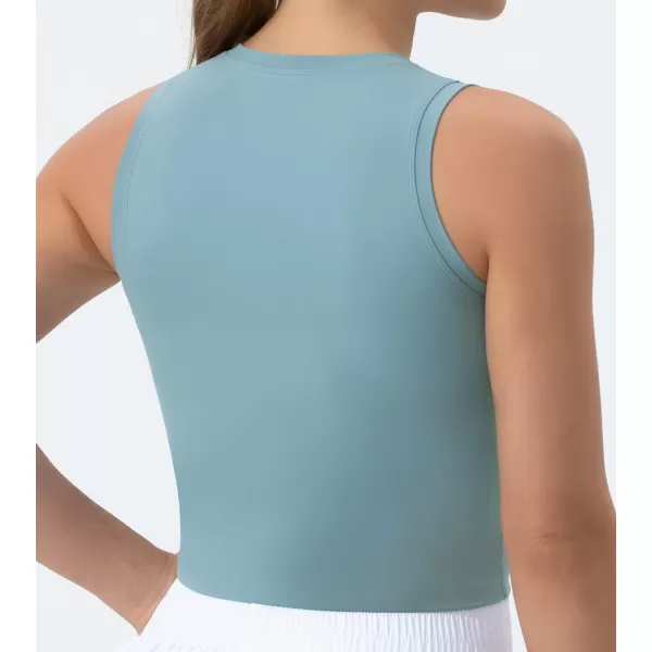 THE GYM PEOPLE Womens Workout Crop Tops Sleeveless Yoga Running Shirts Athletic Tank Top No PaddingDenim Blue