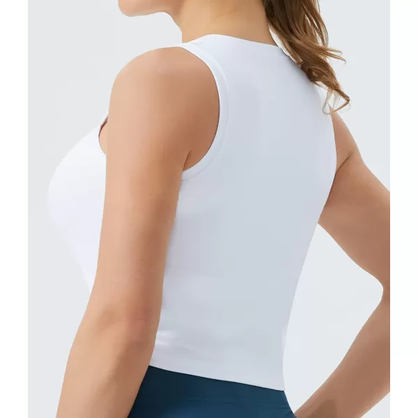 THE GYM PEOPLE Womens Workout Crop Tops Sleeveless Yoga Running Shirts Athletic Tank Top No PaddingWhite