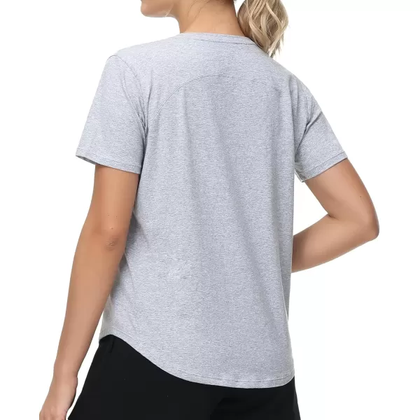 THE GYM PEOPLE Womens Workout Short Sleeve Breathable TShirts Athletic Yoga Tee TopsHeather Grey