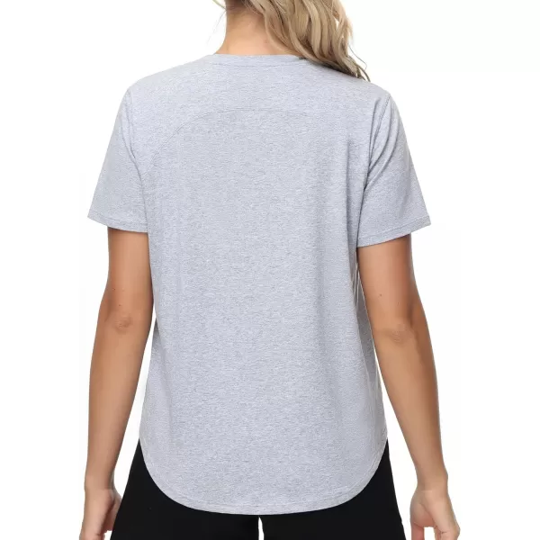 THE GYM PEOPLE Womens Workout Short Sleeve Breathable TShirts Athletic Yoga Tee TopsHeather Grey