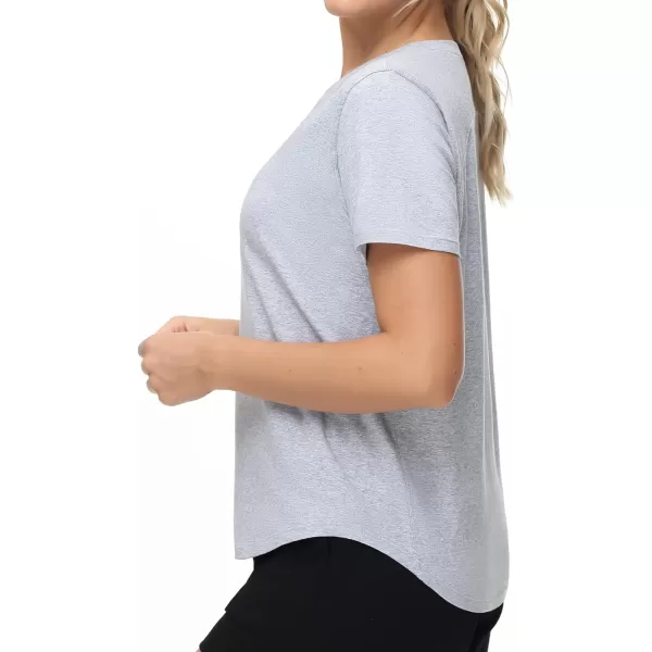 THE GYM PEOPLE Womens Workout Short Sleeve Breathable TShirts Athletic Yoga Tee TopsHeather Grey