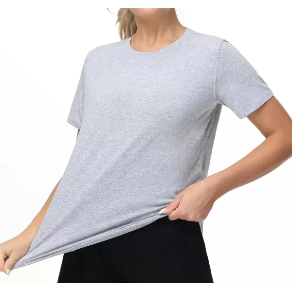 THE GYM PEOPLE Womens Workout Short Sleeve Breathable TShirts Athletic Yoga Tee TopsHeather Grey