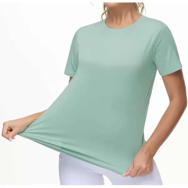 THE GYM PEOPLE Womens Workout Short Sleeve Breathable TShirts Athletic Yoga Tee TopsLight Green