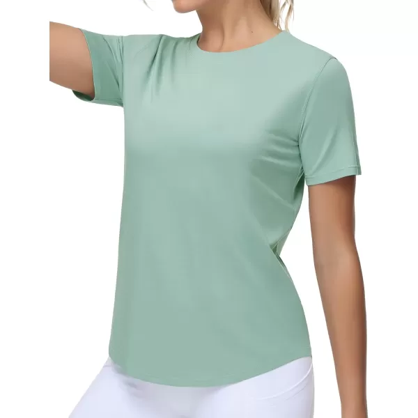 THE GYM PEOPLE Womens Workout Short Sleeve Breathable TShirts Athletic Yoga Tee TopsLight Green