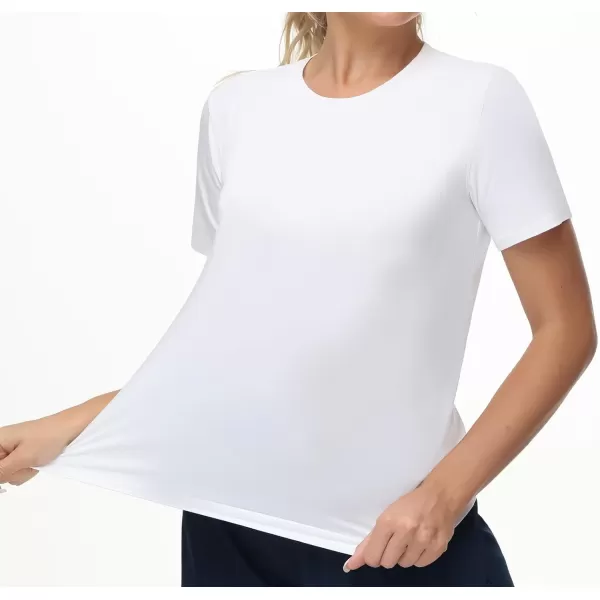 THE GYM PEOPLE Womens Workout Short Sleeve Breathable TShirts Athletic Yoga Tee TopsWhite