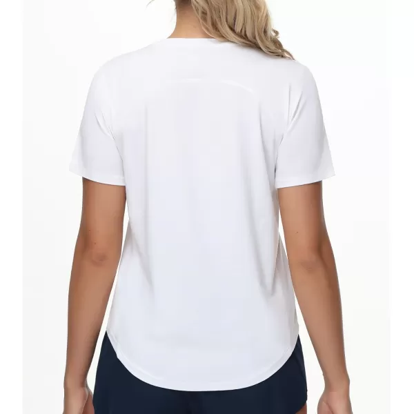 THE GYM PEOPLE Womens Workout Short Sleeve Breathable TShirts Athletic Yoga Tee TopsWhite