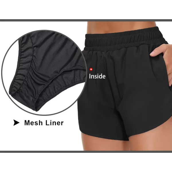THE GYM PEOPLE Womens Workout Shorts QuickDry with Zipper PocketsBlack