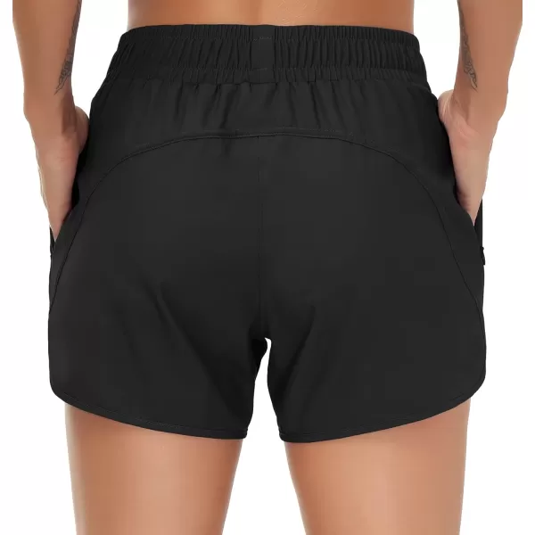 THE GYM PEOPLE Womens Workout Shorts QuickDry with Zipper PocketsBlack