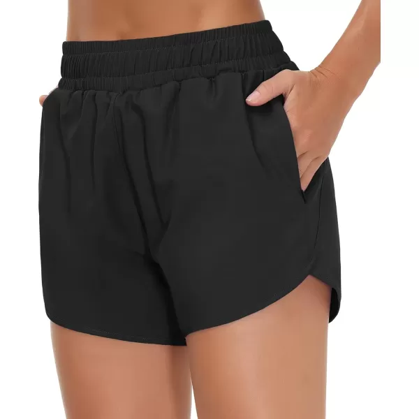 THE GYM PEOPLE Womens Workout Shorts QuickDry with Zipper PocketsBlack