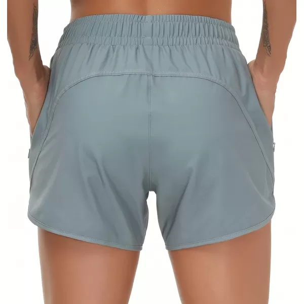THE GYM PEOPLE Womens Workout Shorts QuickDry with Zipper PocketsDenim Blue