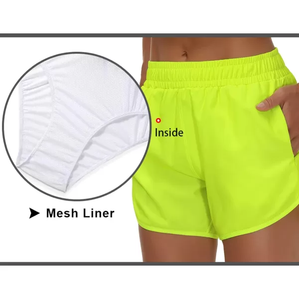 THE GYM PEOPLE Womens Workout Shorts QuickDry with Zipper PocketsLight Yellow