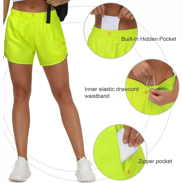 THE GYM PEOPLE Womens Workout Shorts QuickDry with Zipper PocketsLight Yellow