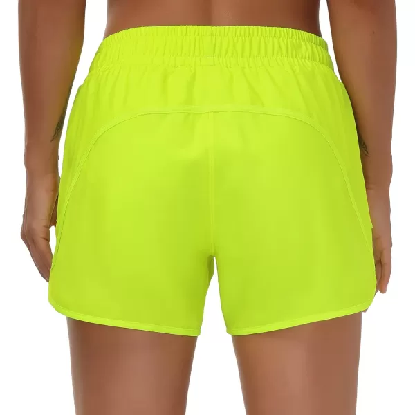 THE GYM PEOPLE Womens Workout Shorts QuickDry with Zipper PocketsLight Yellow