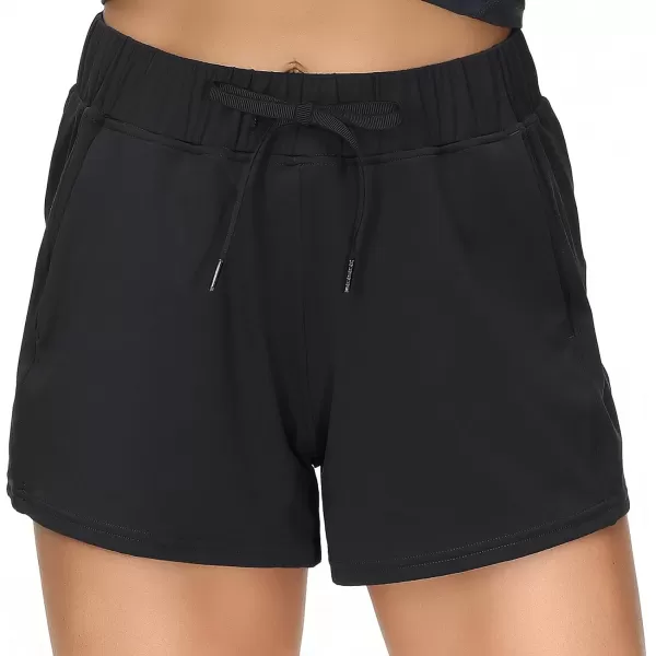 THE GYM PEOPLE Womens Workout Shorts with Loose Fit DrawstringBlack