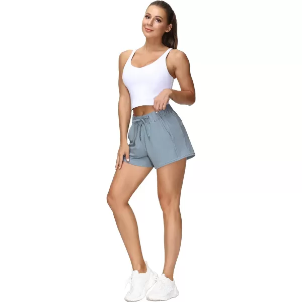 THE GYM PEOPLE Womens Workout Shorts with Loose Fit DrawstringDenim Blue