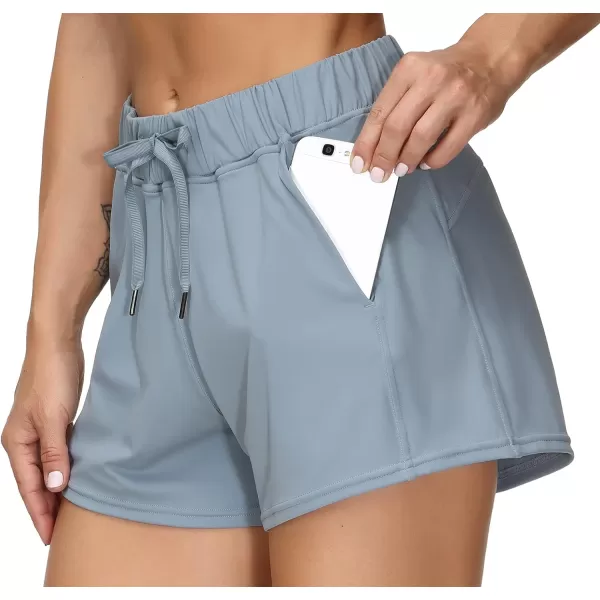 THE GYM PEOPLE Womens Workout Shorts with Loose Fit DrawstringDenim Blue