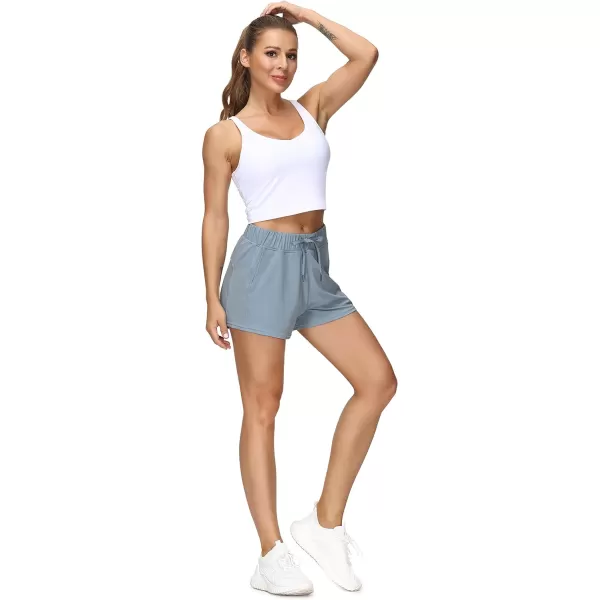 THE GYM PEOPLE Womens Workout Shorts with Loose Fit DrawstringDenim Blue
