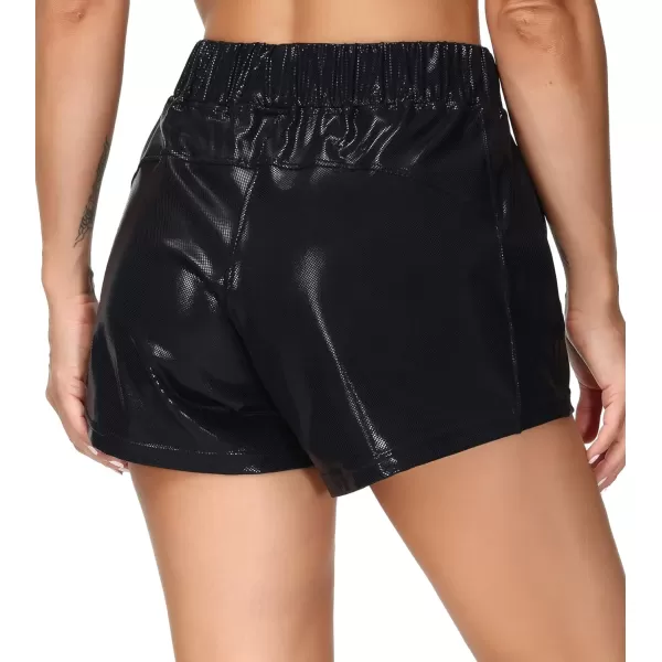 THE GYM PEOPLE Womens Workout Shorts with Loose Fit DrawstringLight Leather Black