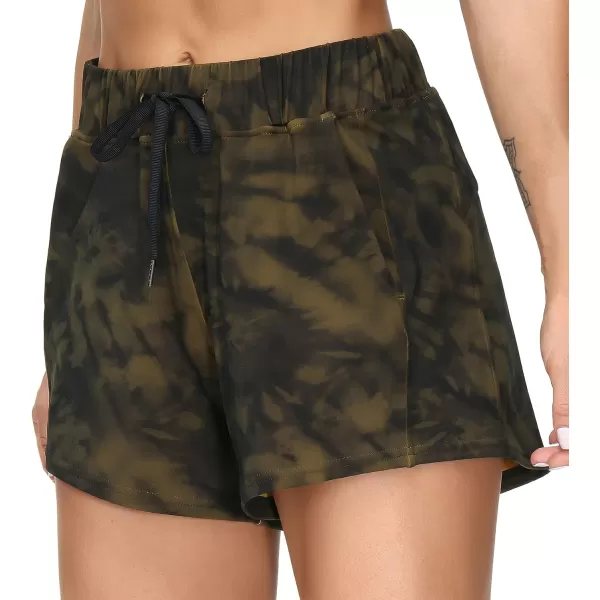 THE GYM PEOPLE Womens Workout Shorts with Loose Fit DrawstringTie Dye Yellow