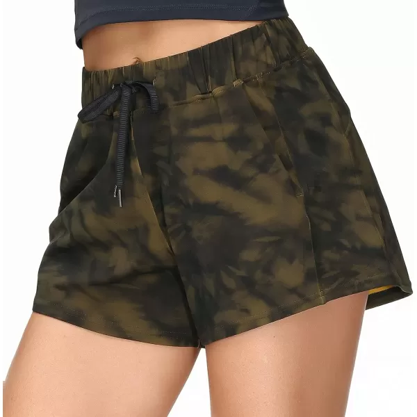 THE GYM PEOPLE Womens Workout Shorts with Loose Fit DrawstringTie Dye Yellow