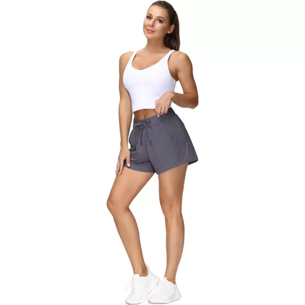 THE GYM PEOPLE Womens Workout Shorts with Loose Fit DrawstringVintage Purple