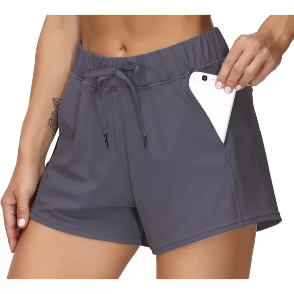 THE GYM PEOPLE Womens Workout Shorts with Loose Fit DrawstringVintage Purple