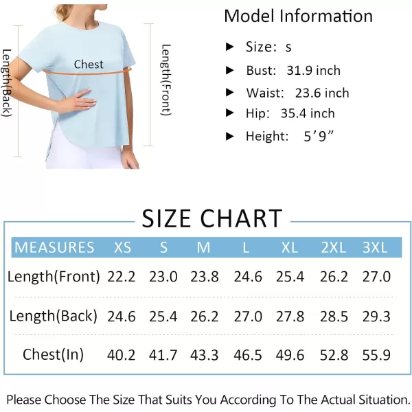 THE GYM PEOPLE Womens Workout TShirts Loose Fit Short Sleeve Cotton Running Basic Tee Tops with Split HemLight Blue